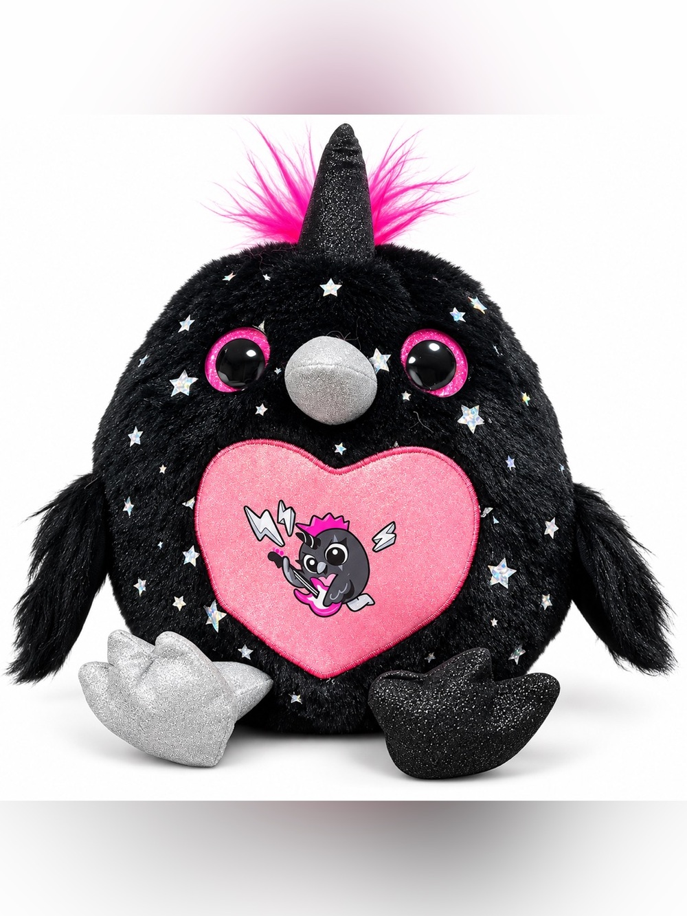 ZURU Rainbocorns Monstercorn Raven Plush Black Pink Sparkle Stuffed Animal